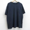 XL★古着 ディッキーズ Dickies 半袖 ブランド Tシャツ メンズ 無地 胸ポケット付き 大きいサイズ コットン クルーネック 濃紺 ネイビー 25aug25 中古