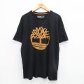 【50%OFF】XL★古着 ティンバーランド 半袖 ブランド Tシャツ メンズ ビッグロゴ コットン クルーネック 黒 ブラック 25aug25 中古