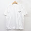 XL★古着 ディッキーズ Dickies 半袖 ブランド Tシャツ メンズ ワンポイントロゴ 胸ポケット付き 大きいサイズ コットン クルーネック 白 ホワイト 25aug25 中古