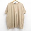XL★古着 ラルフローレン Ralph Lauren 半袖 ブランド Tシャツ メンズ 90年代 90s ワンポイントロゴ 大きいサイズ コットン クルーネック ベージュ カーキ 25aug26 中古