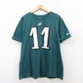 XL★古着 ナイキ NIKE 半袖 ブランド Tシャツ メンズ NFL フィラデルフィアイーグルス 大きいサイズ クルーネック 緑 グリーン アメフト スーパーボウル 25aug26 中古