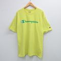 XL★古着 チャンピオン champion 半袖 ブランド Tシャツ メンズ ビッグロゴ 大きいサイズ コットン クルーネック 黄 イエロー 25sep01 中古