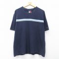 XL★古着 トミーヒルフィガー 半袖 ブランド Tシャツ メンズ 90年代 90s 鹿の子 コットン Vネック 紺 26apr20