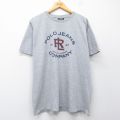 XL★古着 ラルフローレン ポロジーンズ 半袖 ブランド Tシャツ メンズ ビッグロゴ 大きいサイズ クルーネック グレー 霜降り 26apr20