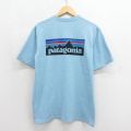 パタゴニア 半袖Tシャツ ビッグロゴ ライトブルー メンズL相当 | 古着