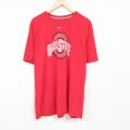 XL★古着 ナイキ NIKE 半袖 ブランド Tシャツ メンズ オハイオ 大きいサイズ ロング丈 クルーネック 赤 レッド 24apr15 中古