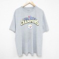 XL★古着 リーボック REEBOK 半袖 ブランド Tシャツ メンズ NFL ピッツバーグスティーラーズ 大きいサイズ クルーネック グレー 霜降り アメフト スーパーボウル 24jul19 中古