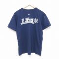 L★古着 ナイキ NIKE 半袖 ビンテージ Tシャツ メンズ 00年代 00s MLB ニューヨークヤンキース デレクジータ 2 コットン クルーネック 紺 ネイビー メジャーリーグ ベースボール 野球 25jun16 中古