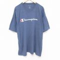 チャンピオン 半袖Tシャツ ビッグロゴ ネイビー霜降り XL | 古着