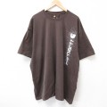 XL★古着 カーハート Carhartt 半袖 ブランド Tシャツ メンズ ビッグロゴ 大きいサイズ ロング丈 コットン クルーネック 茶 ブラウン 25jul18 中古