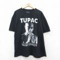 XL★古着 半袖 ロック バンド Tシャツ メンズ トゥパック 2パック 大きいサイズ コットン クルーネック 黒 ブラック 25jun20 中古