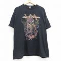 XL★古着 半袖 ロック バンド Tシャツ メンズ ヴィジョンズオブアトランティス 大きいサイズ コットン クルーネック 黒 ブラック 25jun30 中古