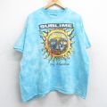 XL★古着 半袖 ロック バンド Tシャツ メンズ サブライム 大きいサイズ コットン クルーネック 水色 タイダイ 25jul03 中古