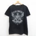 L★古着 半袖 ロック バンド Tシャツ メンズ ファイブフィンガーデスパンチ コットン クルーネック 黒 ブラック 25aug05 中古