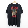 【50%OFF】XL★古着 半袖 Tシャツ メンズ アニメ リックアンドモーティ FLESH CURTAINS 大きいサイズ コットン クルーネック 黒 ブラック 25aug07 中古