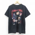 【50%OFF】XL★古着 半袖 ロック バンド Tシャツ メンズ ジョングフ クルーネック 黒 ブラック 25aug18 中古