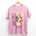 【50%OFF】XL★古着 半袖 ロック バンド Tシャツ メンズ ガンズアンドローゼズ 大きいサイズ コットン クルーネック ピンク 25aug21 中古