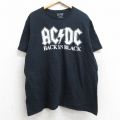 【50%OFF】XL★古着 半袖 ロック バンド Tシャツ メンズ AC/DC コットン クルーネック 黒 ブラック 25aug28 中古