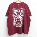 【50%OFF】XL★古着 半袖 ロック バンド Tシャツ メンズ ウッドストック フェス 大きいサイズ コットン クルーネック エンジ 25aug29 中古