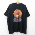 XL★古着 半袖 ロック バンド Tシャツ メンズ ジミヘンドリックス 大きいサイズ コットン クルーネック 黒 26mar09