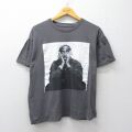 L★古着 半袖 ヒップホップ ラップ Tシャツ メンズ トゥパック 2パック 2PAC コットン クルーネック グレー 26mar09