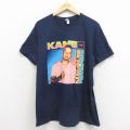 L★古着 半袖 ロック バンド Tシャツ メンズ ケインブラウン コットン クルーネック 紺 26mar13
