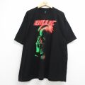 XL★古着 半袖 ロック バンド Tシャツ メンズ ビリーアイリッシュ 大きいサイズ ロング丈 コットン クルーネック ブラック【spe】 26jun04