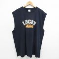 XL★古着 ラッキーブランド Lucky Brand ノースリーブ Tシャツ メンズ 90年代 90s ビッグロゴ クローバー 大きいサイズ コットン クルーネック USA製 紺 ネイビー 24may29 中古
