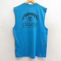 L★古着 ヘインズ Hanes ビンテージ ノースリーブ Tシャツ メンズ 80年代 80s スカル ZQDIAC コットン クルーネック USA製 水色 24jun26 中古