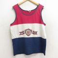 XL★古着 ビンテージ タンクトップ メンズ 90年代 90s シントマールテン マルチカラー コットン クルーネック USA製 薄グレー 霜降り 24jul15 中古