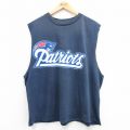 【50%OFF】XL★古着 ビンテージ ノースリーブ Tシャツ メンズ 90年代 90s NFL ニューイングランドペイトリオッツ 大きいサイズ コットン クルーネック USA製 紺 ネイビー アメフト スーパーボウル 24aug07 中古