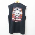 XL★古着 ノースリーブ Tシャツ メンズ ROAD ON THE SHORE スカル コットン クルーネック 黒 ブラック 25jun26 中古