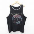 XL★古着 ロック バンド タンクトップ メンズ エアロスミス 大きいサイズ クルーネック 黒他 ブラック 【spe】 25jun28 中古