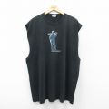 XL★古着 リー Lee ノースリーブ ビンテージ Tシャツ メンズ 00年代 00s MLB 大きいサイズ ロング丈 クルーネック 黒 ブラック 【spe】 25jul04 中古