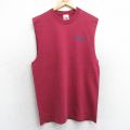 M★古着 ウィルソン ノースリーブ ビンテージ Tシャツ メンズ 90年代 90s ワンポイントロゴ コットン クルーネック USA製 エンジ 25jul05 中古