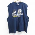XL★古着 ノースリーブ ロック バンド Tシャツ メンズ スティーリーダン 大きいサイズ コットン クルーネック 紺 ネイビー 25jul05 中古