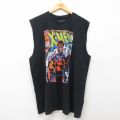 XL★古着 ノースリーブ Tシャツ メンズ マーベル X MEN コットン クルーネック 黒 ブラック 25jul07 中古