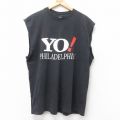 ヘインズ 90s ノースリーブTシャツ YO! フィラデルフィア ブラック XL | 古着