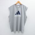 XL★古着 アディダス adidas ノースリーブ ビンテージ Tシャツ メンズ 90年代 90s ビッグロゴ 大きいサイズ クルーネック USA製 グレー 霜降り 25jul10 中古