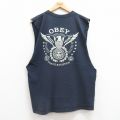 XL★古着 オベイ OBEY ビンテージ ノースリーブ Tシャツ メンズ 00年代 00s ビッグロゴ コットン クルーネック 紺 ネイビー 25jul12 中古