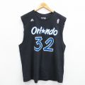XL★古着 アディダス adidas ノースリーブ Tシャツ メンズ NBA オーランドマジック シャキールオニール 32 コットン クルーネック 黒 ブラック バスケットボール 25jul12 中古