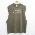 00s ノースリーブTシャツ MY WIFE グリーン XL | 古着