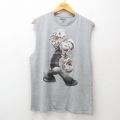 L★古着 ノースリーブ Tシャツ メンズ アニメ ポパイ クルーネック グレー 霜降り 25jul17 中古