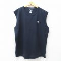 XL★古着 チャンピオン champion ノースリーブ Tシャツ メンズ ワンポイントロゴ 大きいサイズ コットン クルーネック 濃紺 ネイビー 25jul17 中古