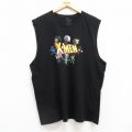 XL★古着 ノースリーブ Tシャツ メンズ マーベル XMEN コットン クルーネック 黒 ブラック 25jul18 中古