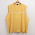 XL★古着 ノーティカ NAUTICA ノースリーブ ブランド Tシャツ メンズ ワンポイントロゴ 大きいサイズ コットン クルーネック 黄 イエロー 25jul18 中古