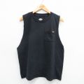 XL★古着 ディッキーズ Dickies ノースリーブ Tシャツ メンズ 胸ポケット付き コットン クルーネック 黒 ブラック 25jul19 中古