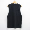 L★古着 ディッキーズ Dickies ノースリーブ Tシャツ メンズ 胸ポケット付き コットン クルーネック 黒 ブラック 25jul19 中古