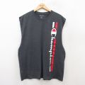 XL★古着 チャンピオン Champion ノースリーブ Tシャツ メンズ ビッグロゴ 大きいサイズ クルーネック 濃グレー 25jul19 中古
