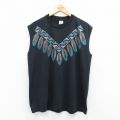 XL★古着 ジャージーズ ノースリーブ ビンテージ Tシャツ メンズ 90年代 90s 羽 クルーネック USA製 黒 ブラック 25jul22 中古